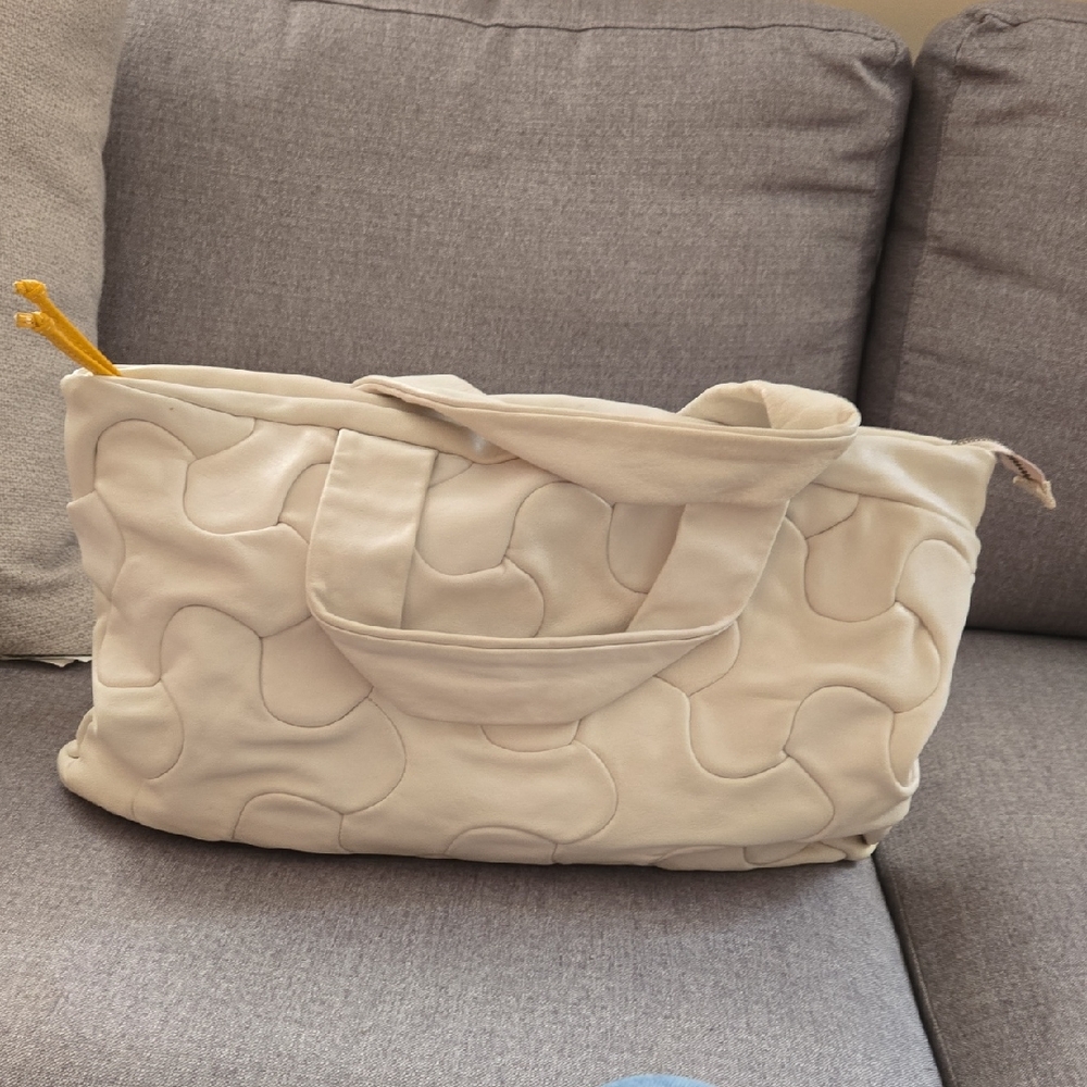 Elegant Cream Quilted Tote Bag